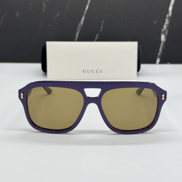 NEW GG1263S 005 GUCCI VIOLET PILOT UNISEX GUCCI SUNGLASSES - Picture 1 of 13